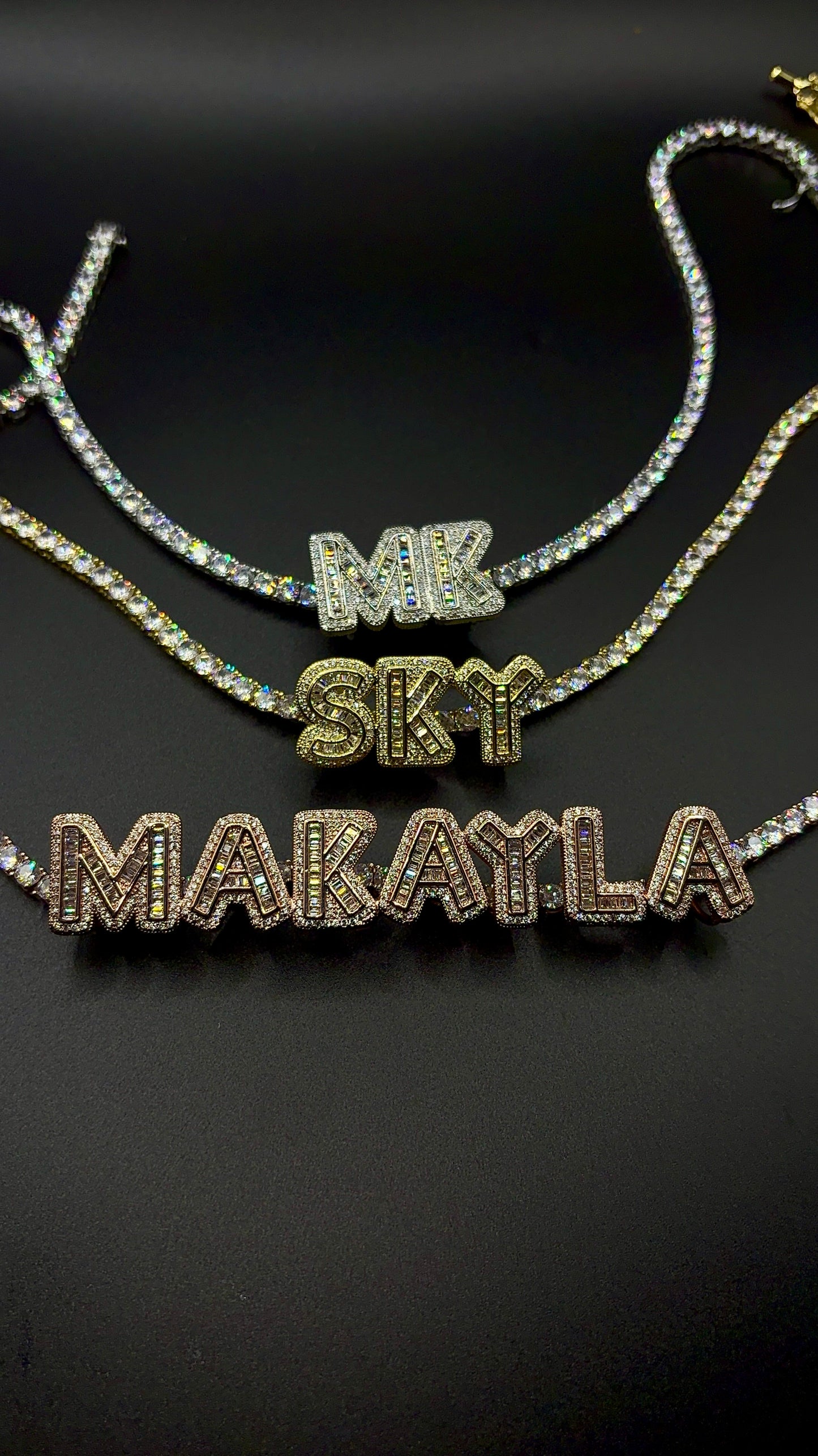 LUXE LETTER TENNIS NECKLACE