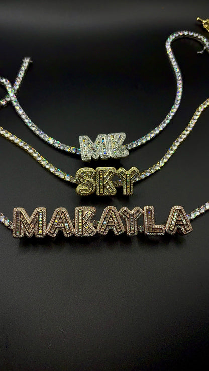 LUXE LETTER TENNIS NECKLACE