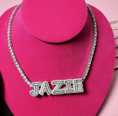 LUXE LETTER TENNIS NECKLACE
